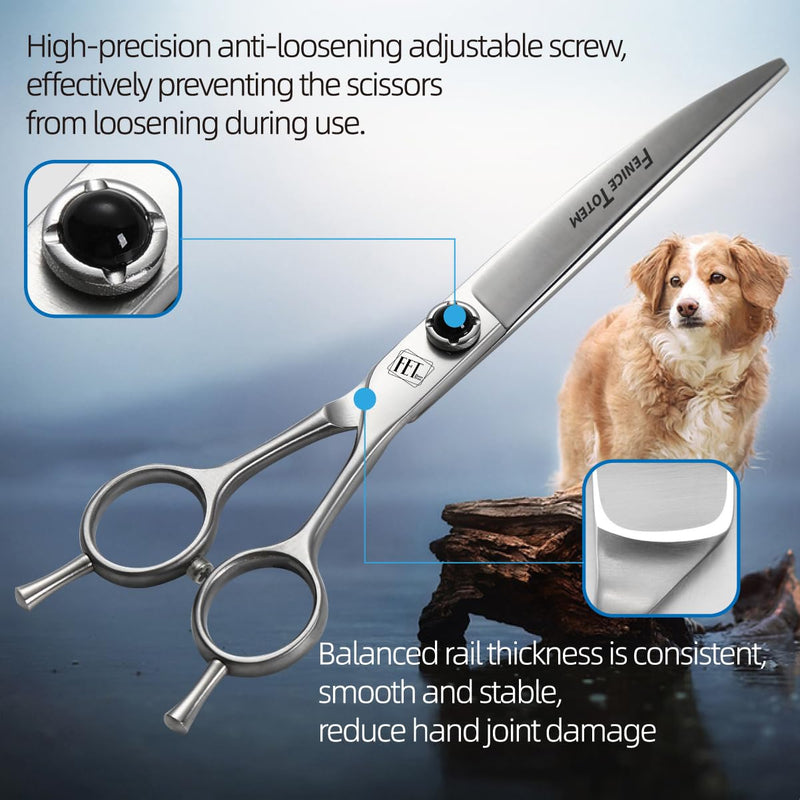 Dog Grooming Scissors: 7 inch Pet Curved Shears Made Of Japanese 9CR Advanced Stainless Steel Professional Grooming Scissors for Dogs Cats and Other Pets 7.0 inch - PawsPlanet Australia