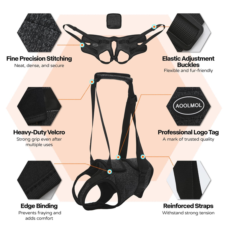 Dog Sling for Medium Large Dog Rear Leg, Lift Harness Provide Support with Muscle Atrophy and Joint Problems for Elderly Injured Arthritic Pet, Dog Weak Rear Legs Provides Rehabilitation Aid L-Waist(20"-25") Dark Grey - PawsPlanet Australia