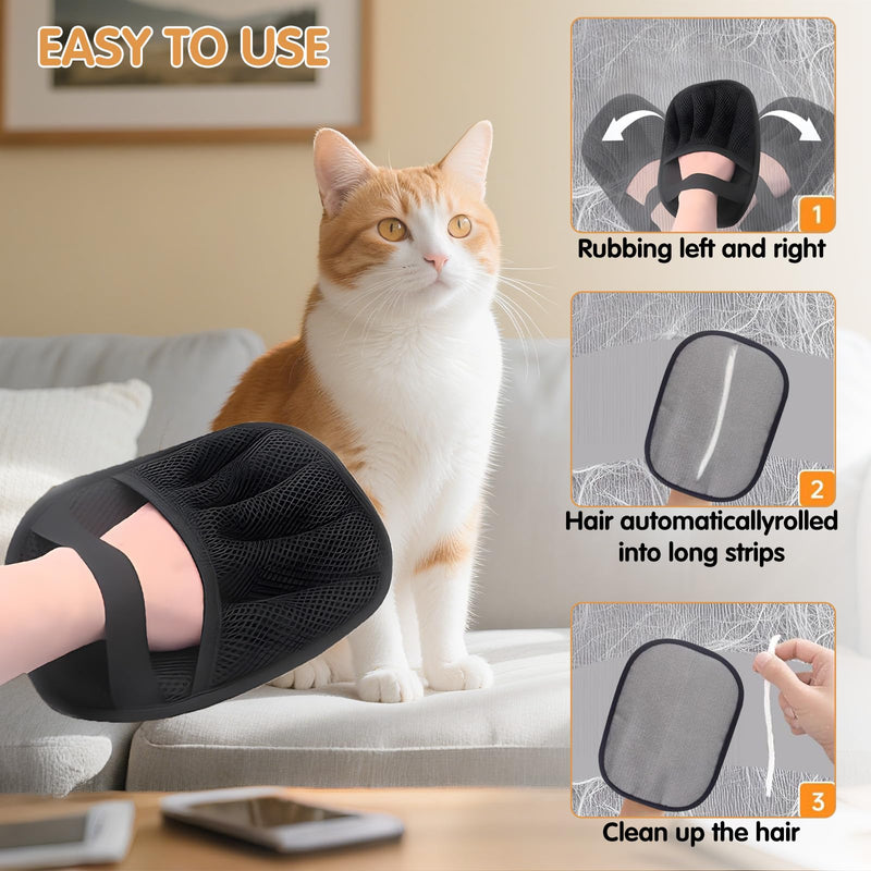 Pet Hair Removal Glove | Electrostatic Reusable Cat & Dog Magic Brush Hair Remover Tool for Furniture, Carpet, Couch | Upgraded 5-Finger Design | Gentle Grooming Tool for Pets(Eco-Friendly) (1 PCS) 1 PCS - PawsPlanet Australia