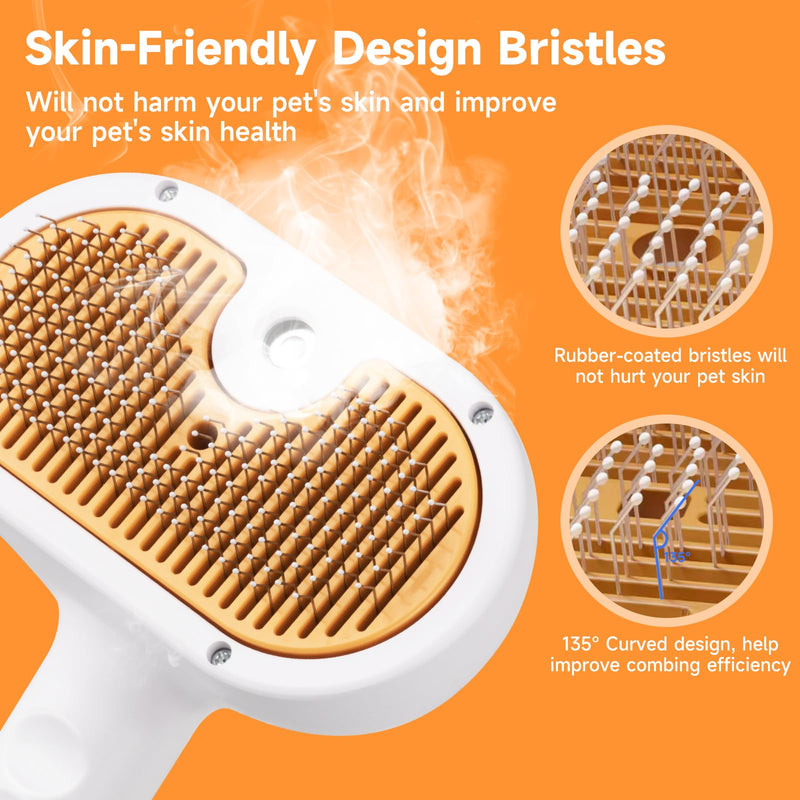 Pet Steam Brush for Dog & Cat – shower bath brush – Steam for Shedding & Grooming Water Brush for Long & Short Haired Pets Spritz Defur Comb 3-in-1 Spray Hair Removal Comb Includes 2*Waterless Shampoo 7.8"-2*Shampoo - PawsPlanet Australia