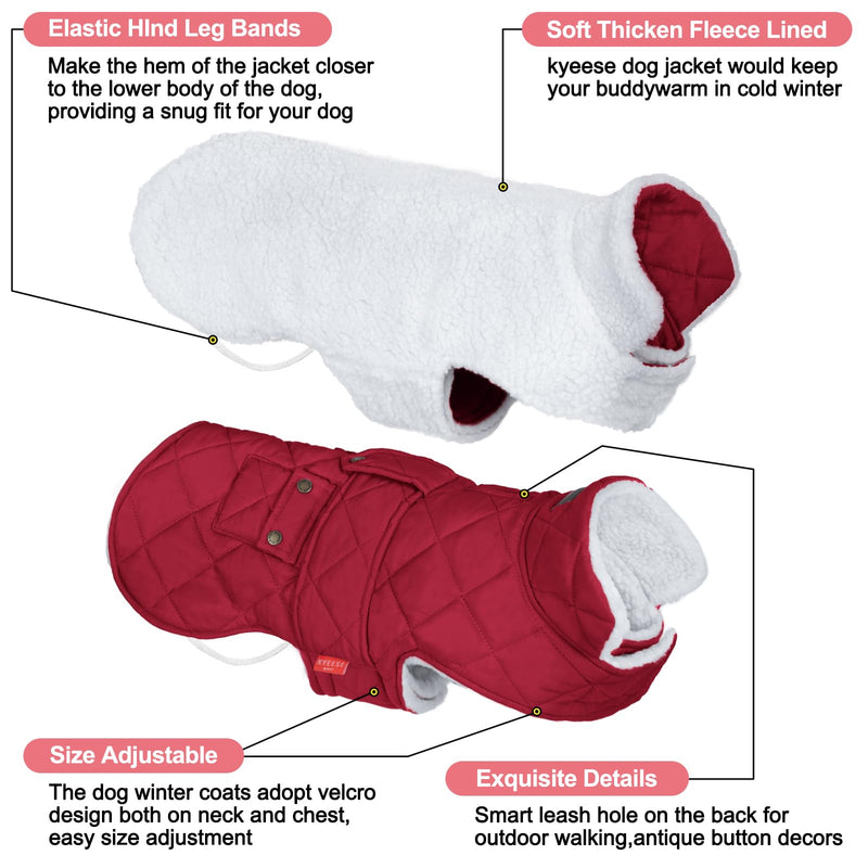 KYEESE Dog Coat Thick Pets Clothes with Pocket Waterproof Dogs Jacket with Fleece Lined Windproof Dog Coats for Small Dogs Soft Pet Sweater for Cold Weather Warm Pet Winter Puffer Coat with Leash Hole X-Large 02# Red