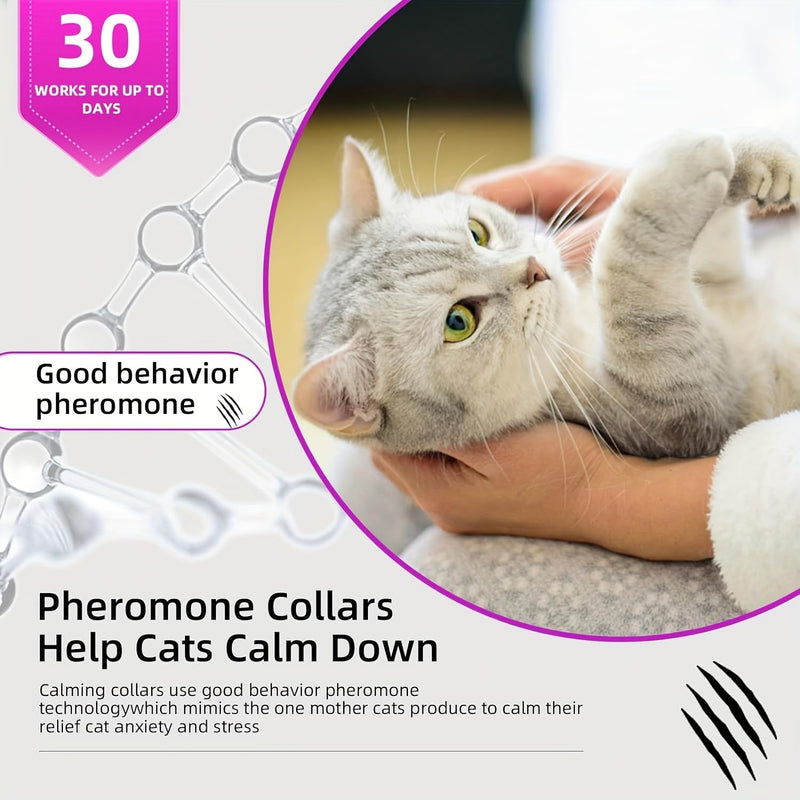 4 Pack Calming Collar for Cats and Kittens Pheromone Collar Efficient Pheromones Calm Relaxing Comfortable Breakaway Collars Adjustable for Small, Medium Large Cat