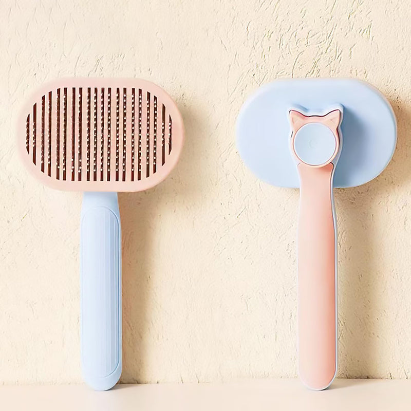 Cat Brush, Dog Brush, Self Cleaning Slide Brush, Pet Grooming, SheddingHair, Fluffy Dog Hair Puppy Kitten, Pet Accessories. (blue) blue - PawsPlanet Australia