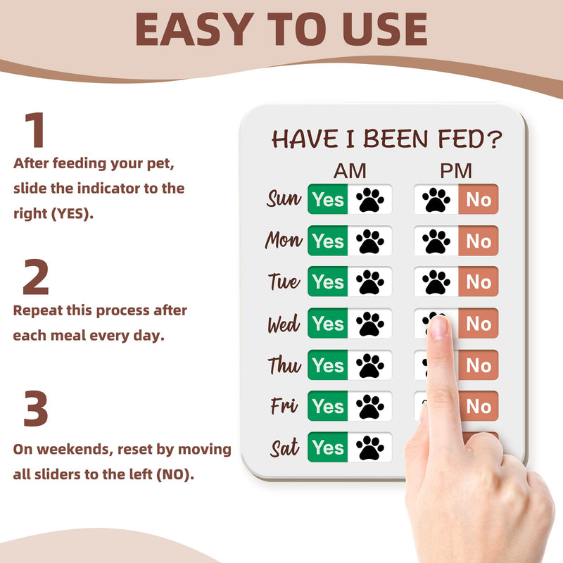 Dog Feeding Reminder, Dog Fed Sign Tracker -Daily Am/Pm Chart Slider Sign for Pet Fed and Pill Reminder, Easy to Use On Fridge Or Wall with Adhesive and Magnet,Pet Supplies Pattern White - PawsPlanet Australia