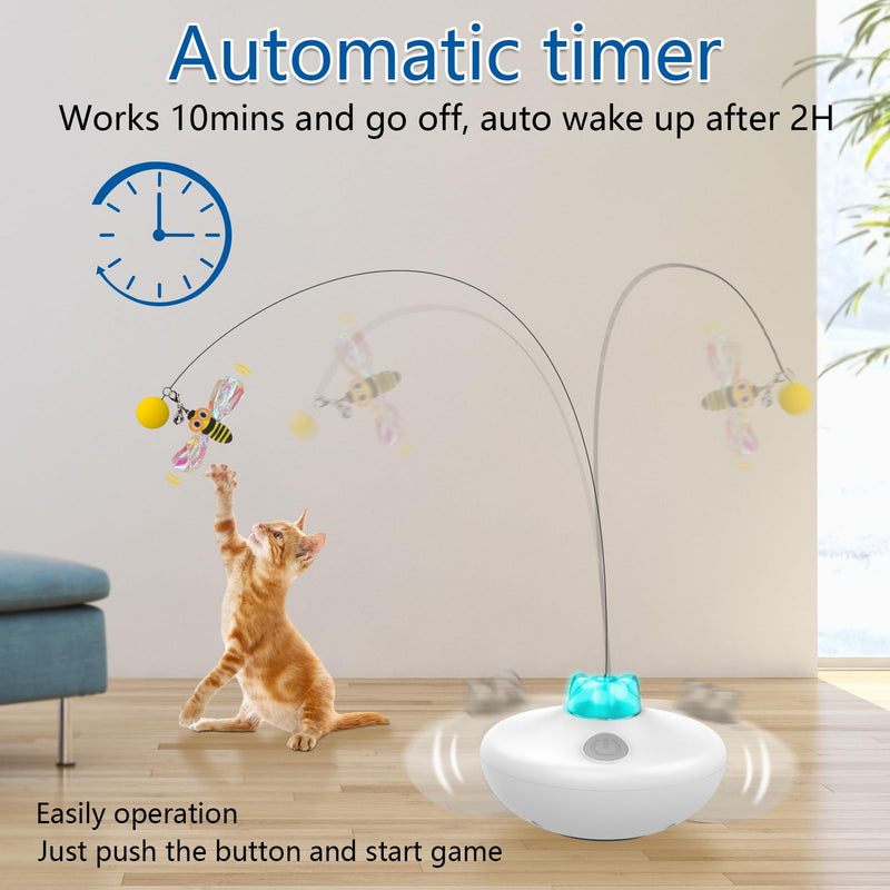 Interactive Cat Toys Cat Exercise Tumbler, Rechargeable Cat Toys for Indoor Cats Spin Butterfly Game Teasing Kitty, Extra Long Feather Wand (P33 cat Toys) P33 cat toys - PawsPlanet Australia