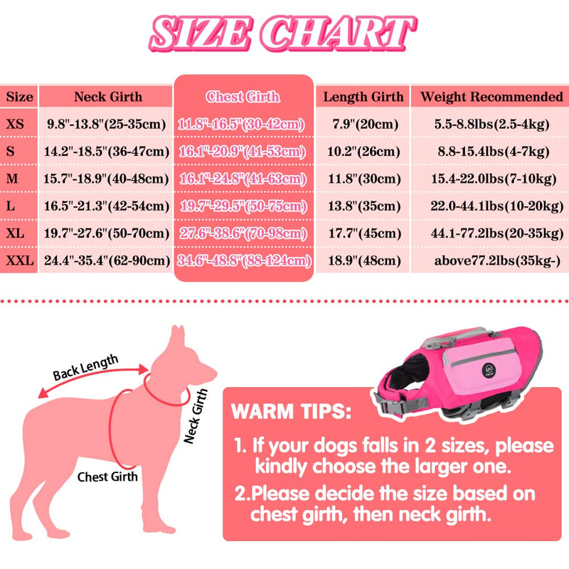 EMUST Life Vests for Dogs, Lightweight Small/Medium/Large Dog Life Preserver, Extra Large Dog Life Jacket for Swimming/Boat/Water, Life Jacket for Large Dogs, Pink XL X-Large - PawsPlanet Australia