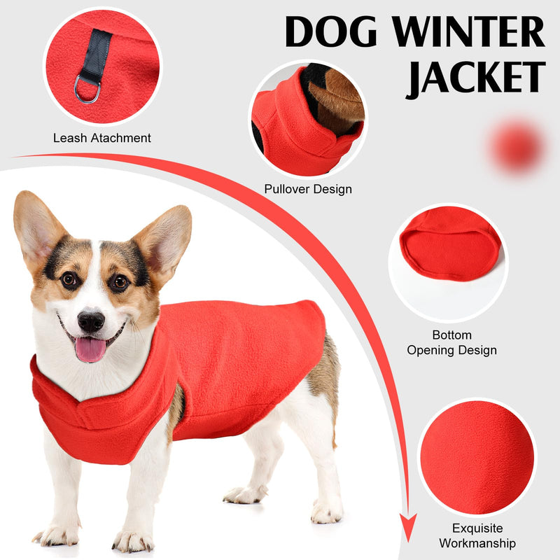 Fleece Dog Sweater Vest, Soft Warm Pullover Fleece Dog Jackets, Winter Dog Clothes for Small Mediun Large Dogs, Stretchy Fleece Vest Dog Sweater with D Ring Leash (Red, XL) - PawsPlanet Australia
