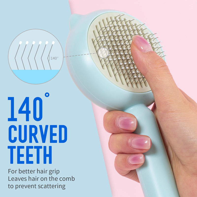 Cat Brush Dog brushes with Release Button for Shedding Grooming, suit for Long or Medium Haired Cats, Lightweight Skin Friendly Pet Brush Hair Removal Comb Brushes for Kitten Light Blue - PawsPlanet Australia
