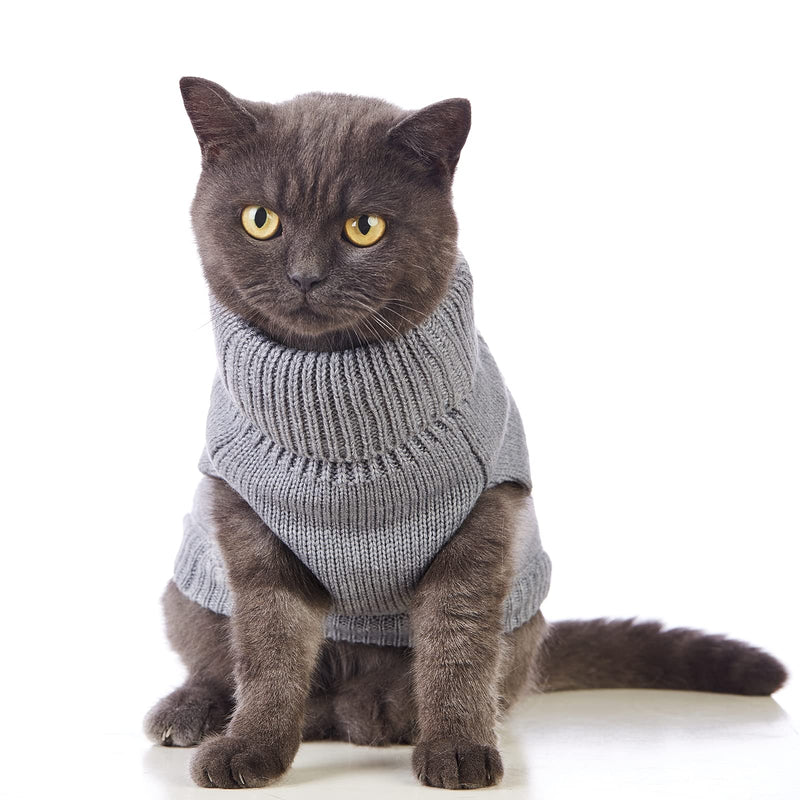 Cat Sweater Keep Your Pets Cozy, 16 Color Turtleneck Knitted Sleeveless Dog Sweater, Winter Outfits for Cats & Small Dogs During Cold Seasons (Medium, Grey) Medium - PawsPlanet Australia