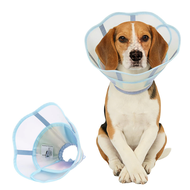 Touchdog Soft Dog Cone Collar,Waterproof & Foldable Elizabethan Collar for Dogs After Surgery, No Lick Recovery E-Collar, Comfortable Protective Cone Alternative for Small Medium Large Dogs (Blue, S) Blue
