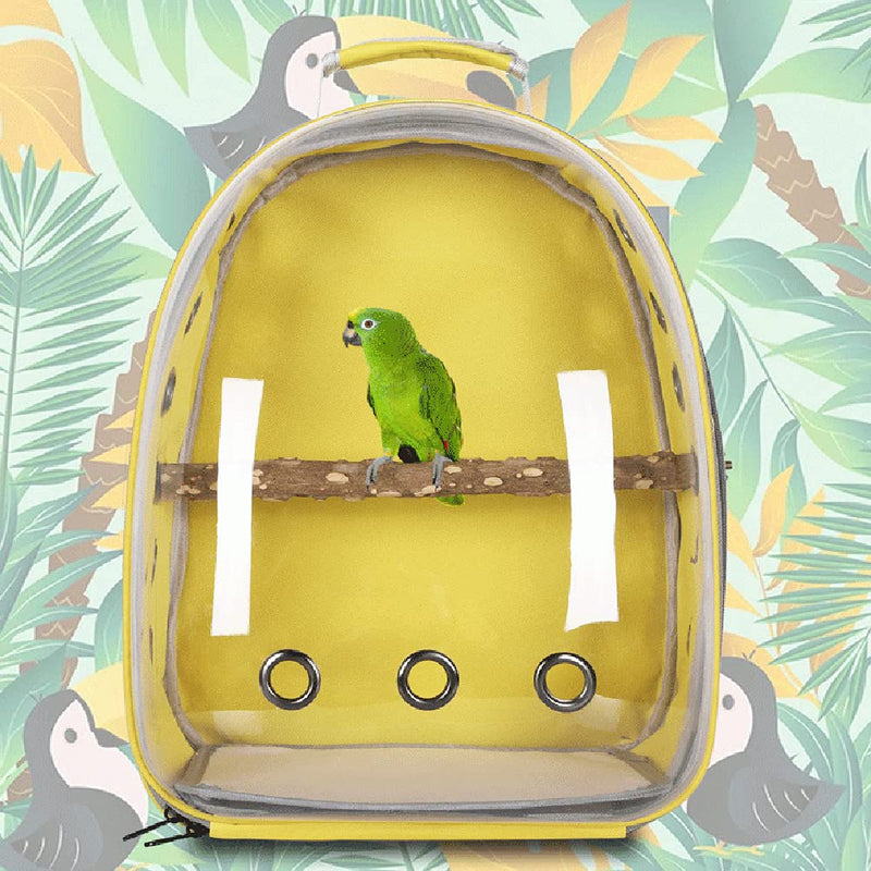 HEITIGN Bird Carrier Backpack Cage Transparent Parrot Carrier 1 Stick Wooden Standing Perch 12 Holes Ventilate Transparent Space Capsule Carrier Portable Bird Small Animal Travel Cage (red) red