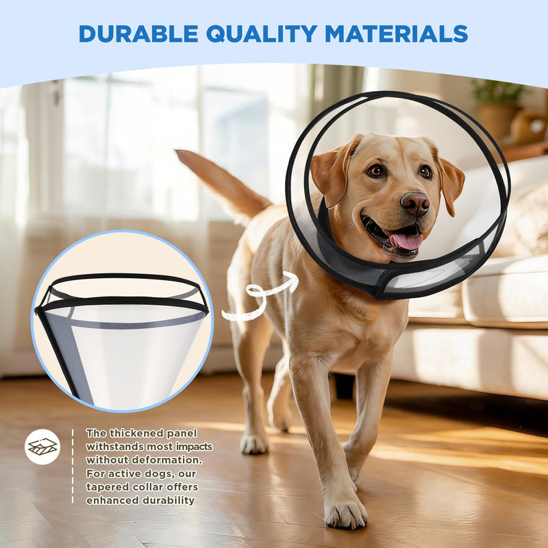 BONTHEE Dog Cone Collar for Surgery Recovery,Adjustable Transparent Pet Recovery Collar for Large Medium Small Dogs & Cats, Protective Elizabethan E-Collar for Wound Healing, Anti-Lick & Bite-S S