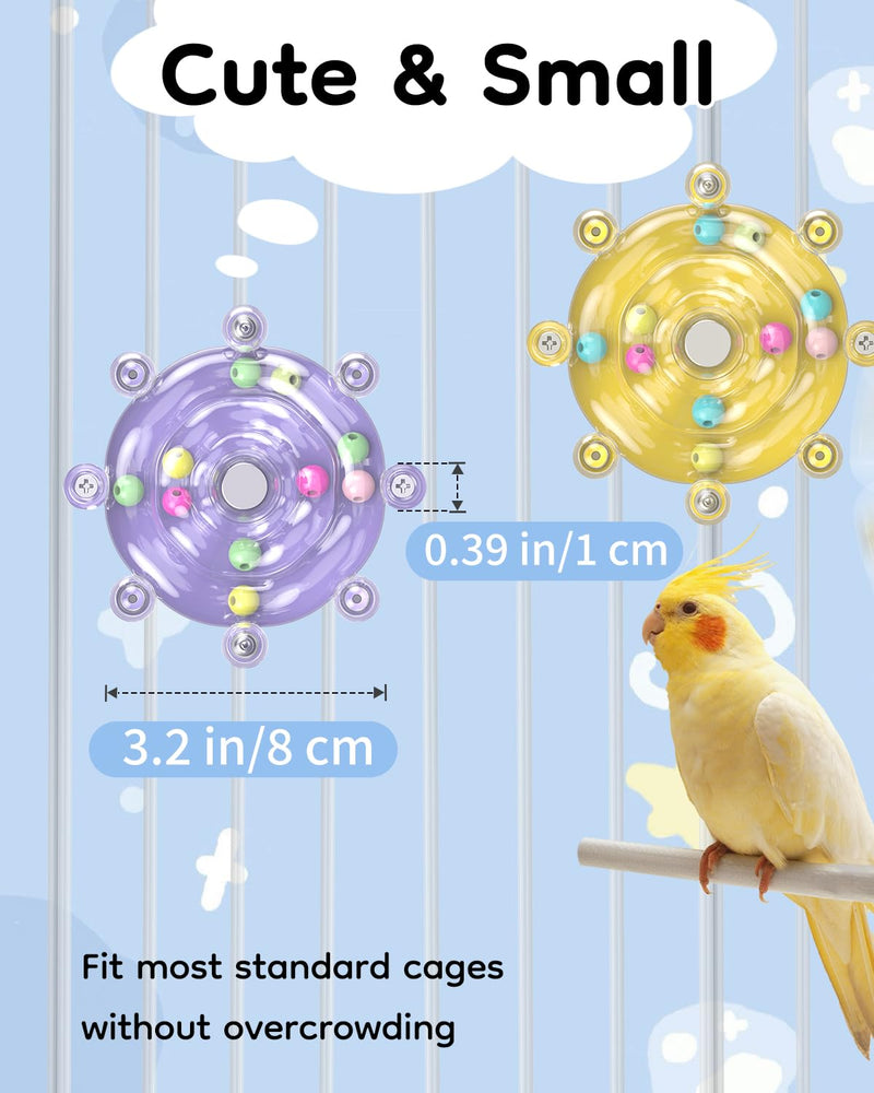 Pawfly 2 Pcs Bird Toys for Parakeets, Colorful Spinning Wheel Chew Toys, Interactive Spinner Rattle Parrot Toys, Cockatiel Toys, Parakeet Toys, Bird Cage Accessories for Entertainment Chewing Exercise - PawsPlanet Australia