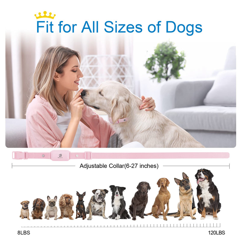 Bousnic Dog Shock Collar for 2 Dogs - (8-120lbs) Waterproof Rechargeable Electric Dog Training Collar with Remote for Small Medium Large Dogs with Beep Vibration Safe Shock Modes(Pink) Pink - PawsPlanet Australia