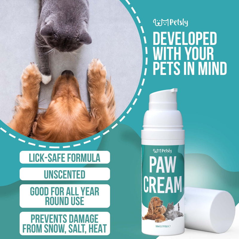 Cat & Dog Paw Balm - Moisturizes, Soothes, Protects Against Snow, Salt, Cracked Paws - 100% Organic & Natural, Fragrance Free, Safe to Lick - Nose and Paw Balm for Dogs - Itch Solution, 1.7 oz - PawsPlanet Australia