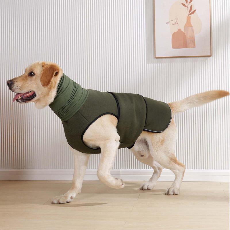 ROZKITCH Dog Anxiety Shirt Calming Jacket with Hoodie Dog Ears Cover 2 in 1, Dog Anxiety Jacket with Ear Wrap for Fireworks Travel Vet Visits Separation Anxiety Relief, Calming Shirt Wrap Green 3XL 3XL(Back:23.6";Chest:30.7"-35.4") ArmyGreen - PawsPlanet Australia