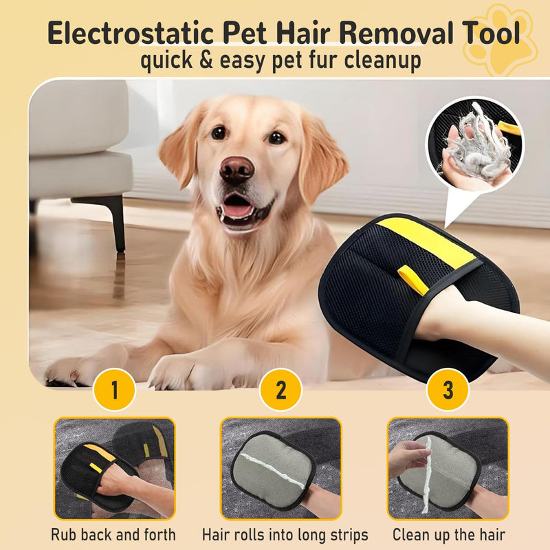 Pet Hair Removal Gloves for Cats & Dogs, Reusable & Washable Electrostatic Pet Hair Remover Gloves Tool, The Magic Brush Pet Hair Remover for Laundry, Couch, Furniture, Carpet, Car Seat Surface (2pcs) - PawsPlanet Australia