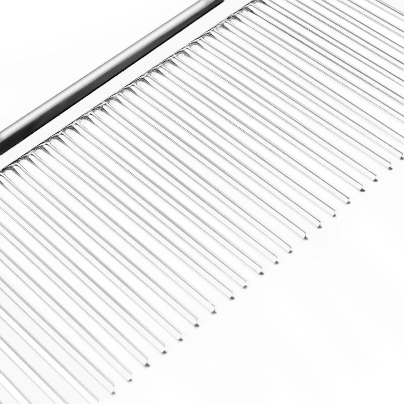 Flexzion Pet Grooming Comb Stainless Steel Cats Dogs Puppy Medium Animals Hair Trimmer Brush Accessory Tool with Smooth Teeth Needle Durable Lightweight Medium (40mm) - PawsPlanet Australia