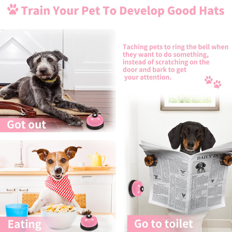 3 Pack Dog Doorbells, Pet Training Bells for Go Outside Potty Training and Communication Device Large Loud Dog Bell Cat Puppy Interactive Toys Adjustable Strap Door Bell (Pink) Pink