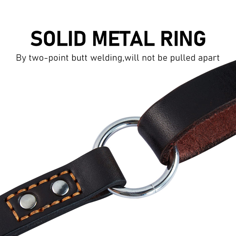 Leather Dog Leash Traffic 6ft Heavy Duty Training for Large Medium Small Breed Dog Brown Double Handle Pet Leashes (6FT * 4/5", Brown) 6FT * 4/5" Dark Drown - PawsPlanet Australia