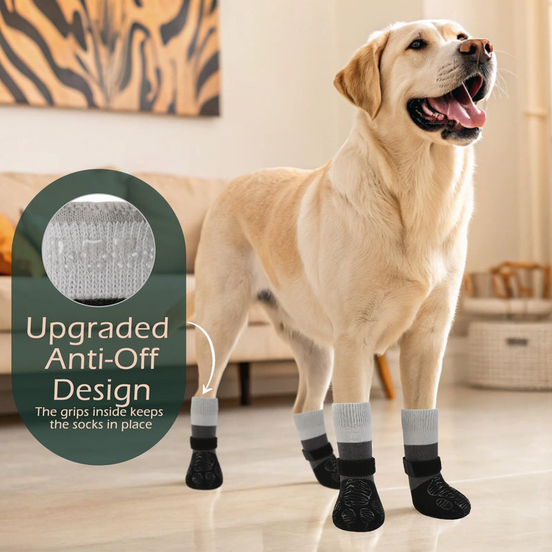 EXPAWLORER Anti Slip Dog Socks to Prevent Licking Paws, Dog Shoes for Hot Pavement, Dog Booties for Hardwood Floors, Dog Boots & Paw Protectors with Grippers for Small Medium Large Senior Dogs Black L - PawsPlanet Australia