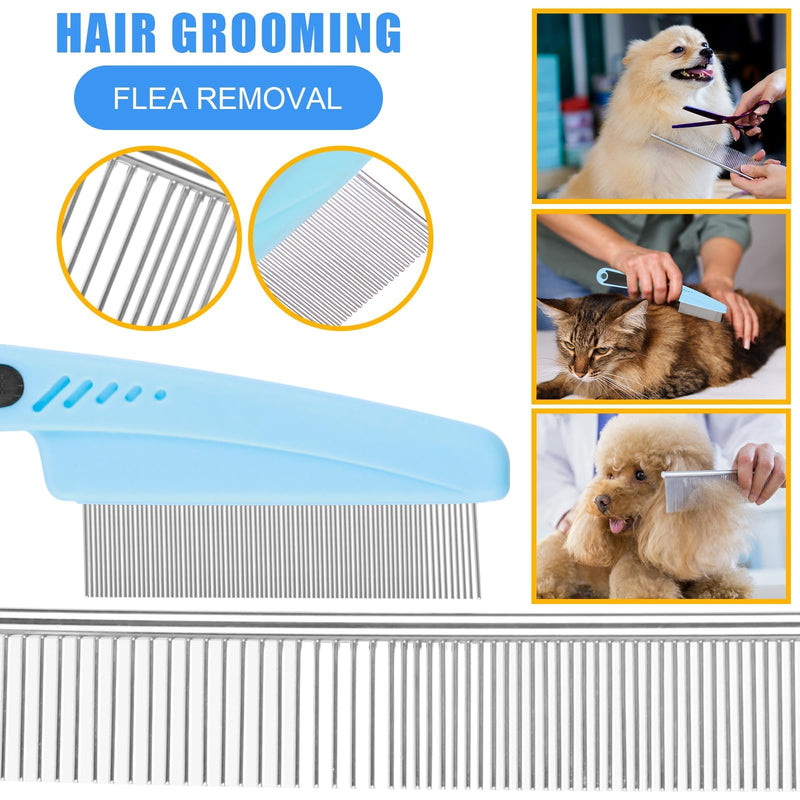 Dog Brush & Grooming Kit – 9-Piece Pet Brush & Deshedding Set for Shedding, Bathing, Trimming & Nail Care | Grooming Tools for Dogs & Cats, Includes Comb, Nail Clipper, Scissors, Slicker Brush (Blue) 9 PACK Blue - PawsPlanet Australia