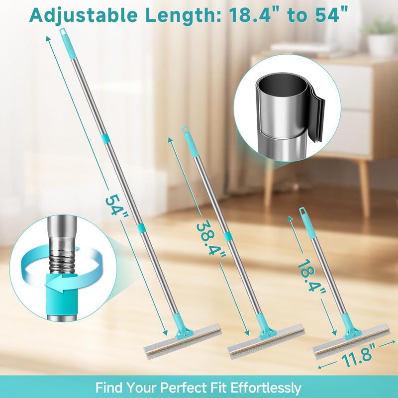 Carpet Rake for Pet Hair Removal Tool, Reusable Pet Hair Remover Broom, Dog&Cat Hair Remover Scraper Rake with 54” Adjustable Long Handle, 3 Pcs Carpet Brush Rake for Rugs, Mats, Couch, Furniture 54in-3 pcs-Rake - PawsPlanet Australia