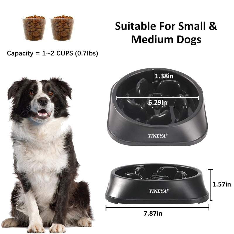 Slow Feeder Dog Bowls Small Breed, Dog Slow Feeder Bowl, Dog Food Bowls Slow Feeder, Small Dog Bowl Slow Feeder, Dog Puzzle Feeder Bowls, Dog Bowls Small Size Dog, Slow Eating Dog Bowl 1~2Cups Medium A - Black - PawsPlanet Australia