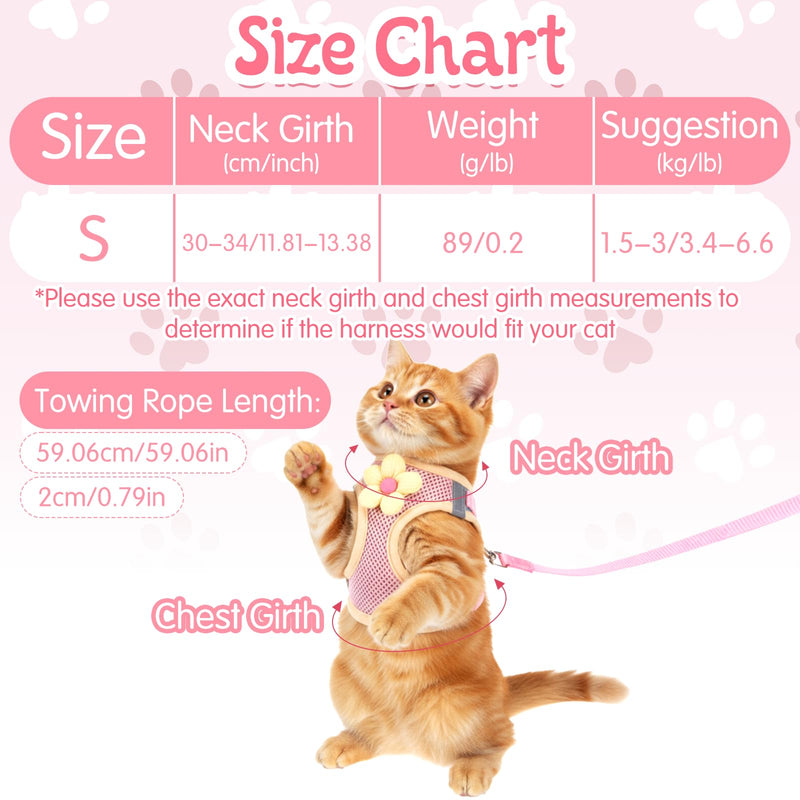 Cat Harness and Leash Set for Walking Escape Proof Adjustable Kitten Harness Breathable Mesh with Reflective Strips Lightweight Pet Vest for Cat Puppy Bunny Walking and Traveling - PawsPlanet Australia