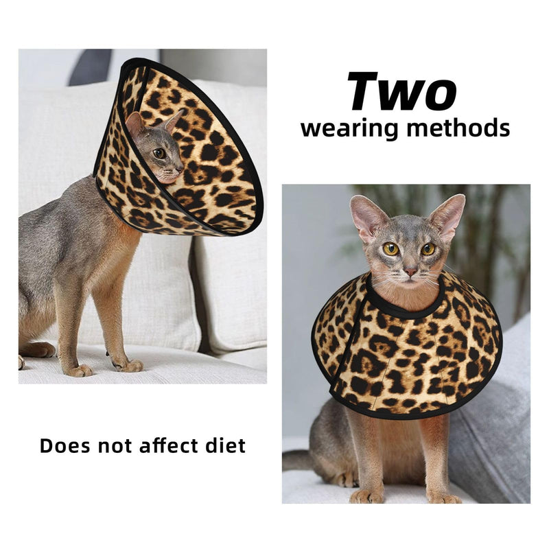 Leopard Print cat Cone Collar Adjustable Elizabethan Circle Kitten Dog Stop Licking Scratch After Surgery Protective Neck Cover Leopard Print Small