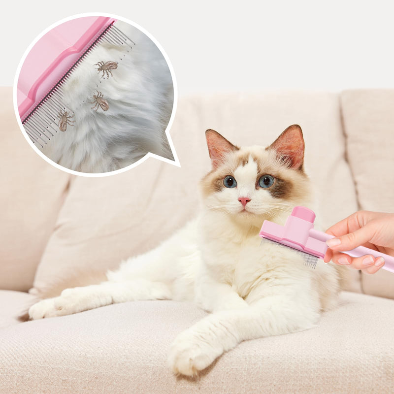 2PCS Flea Comb for Cats and Dogs with Pet Hair Remover Glove, Self Cleaning Pet Flea Cat Grooming Brush with Release Button for Massaging and Cleaning Shedding Pets Hairs - PawsPlanet Australia