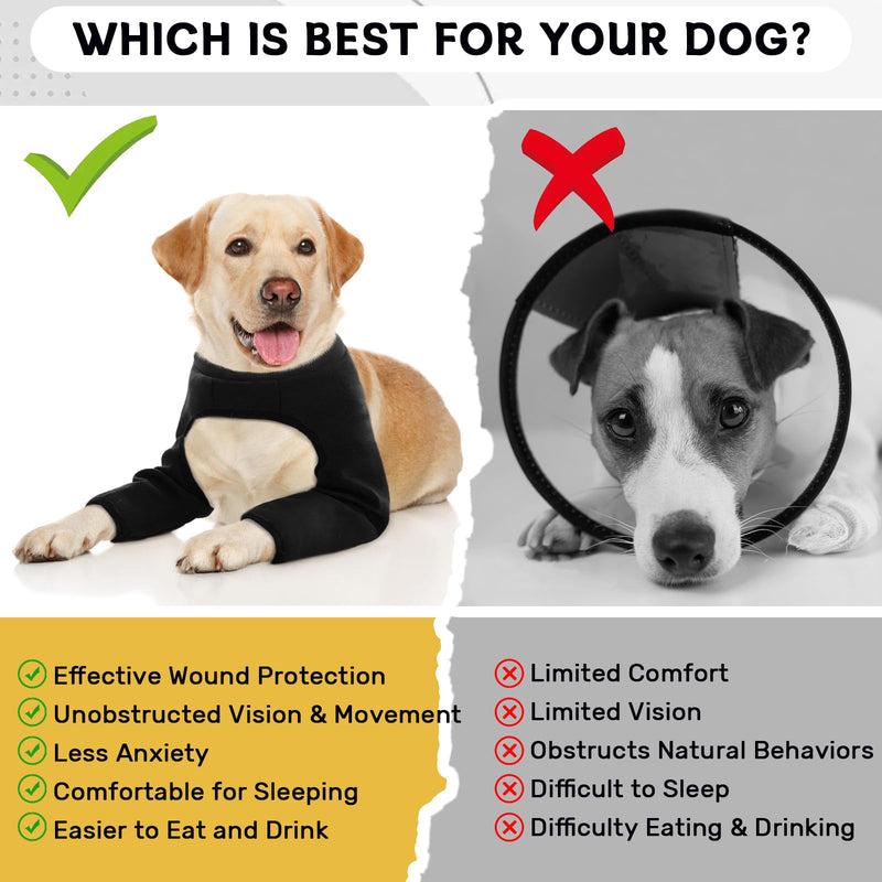 Dog Leg Wound Protector for Large Dogs Black 3XL, Heavy Duty Front Leg Support Brace, Adjustable Dogs Anti-licking Sleeve, Thick Leg Surgery Scars XXXL
