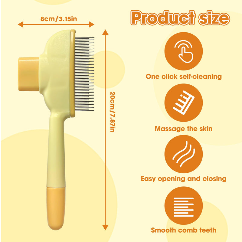 Cat Hair Brush & Dog Brush, Deshedding Brush for Long or Short Haired Pets, Removes Loose Fur, Durable Stainless Steel & ABS Design (yellow 2pcs) yellow 2pcs