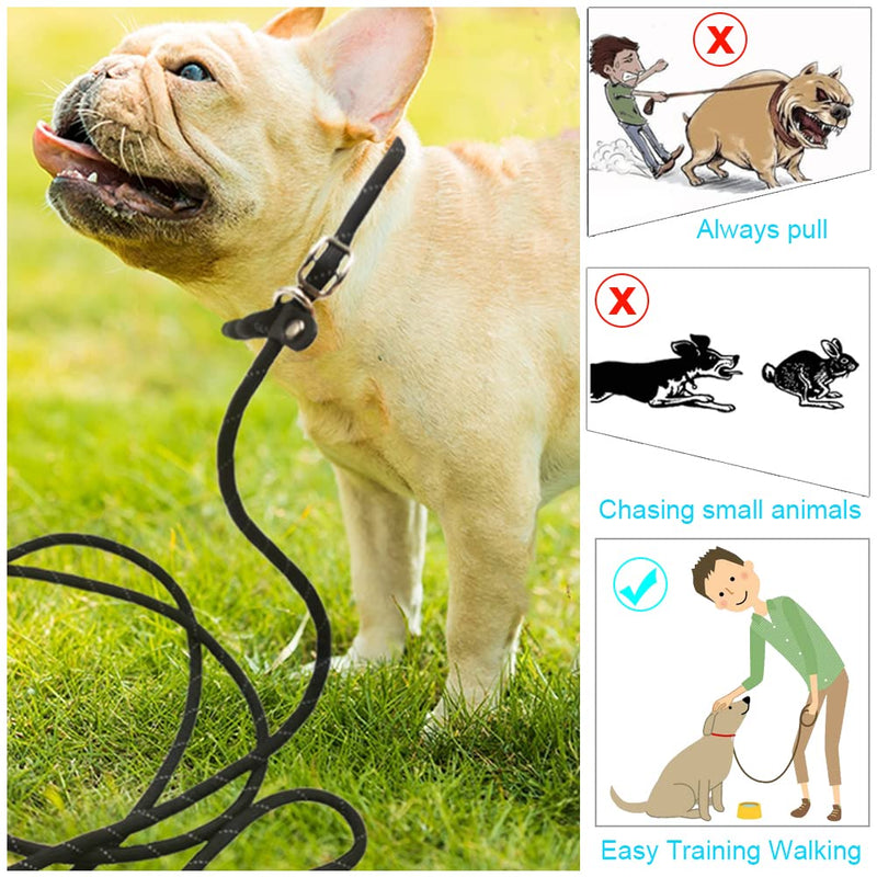 BTINESFUL 10FT / 15FT / 20FT Slip Lead Dog Leash, Reflective 1/3” Rope Leash Long Training Lead for Small Medium Dogs 10ft * 1/3" black - PawsPlanet Australia