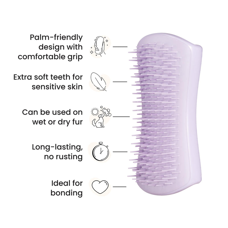 Tangle Teezer | Pet Teezer | Puppy Grooming Brush | Short, Medium Hair | Soft Bristles to Detangle Knots | Lilac