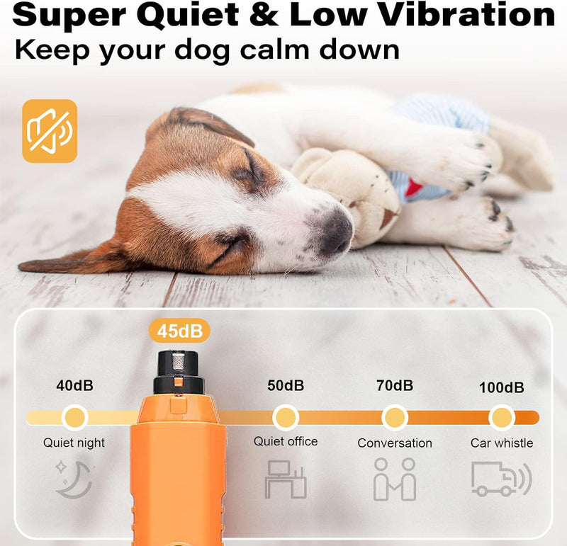 Dog Nail Grinder 5-Speed Upgrade - Professional Rechargeable pet Nail Trimmer with 2 LED Lights Ultra Quiet and Low Vibration Providing Painless Beauty for Large Medium and Small Dogs and Cats - PawsPlanet Australia