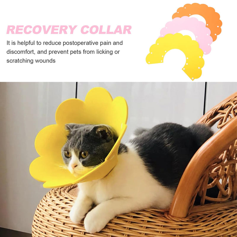 STOBAZA 3-Piece Pet Protective Collar for Cats, Made of EVA with Sunflower Shape, Lightweight Neck Protection Against Scratches and Postoperative Licking Protection for Cats After Surgery