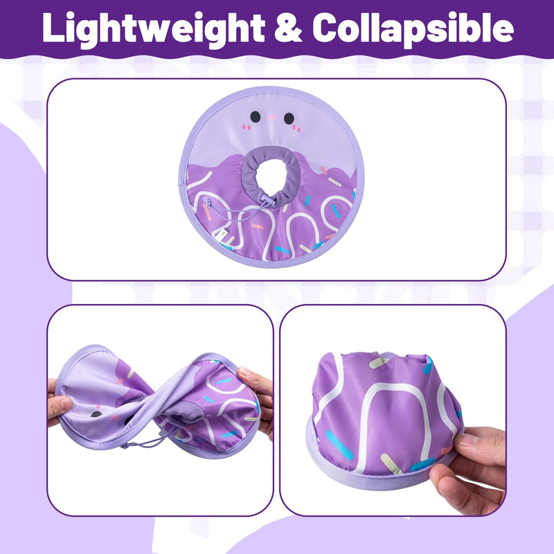 Cat Recovery Collar for Post Surgery,Soft Adjustable Elizabethan Neck Cone Waterproof Lightweight Donut Shape for Cats Small Dogs Kitten Puppy Pet