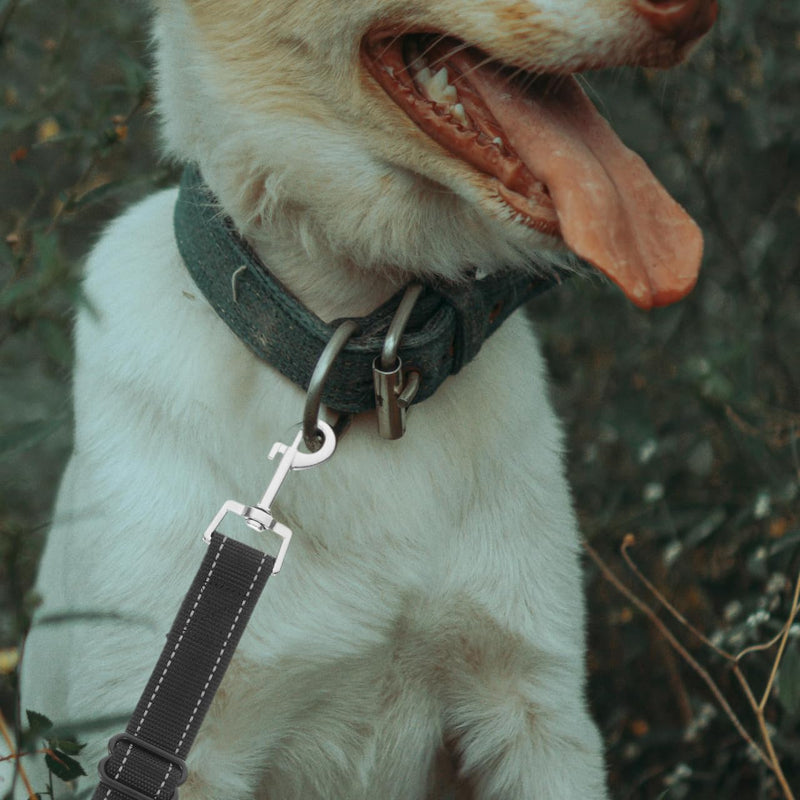 2pcs Dog Collar Connector Safety Straps Coupler Car Dog Back up Hook Lead Pet Traffic Backup Puppy Extender Seat Leash Short Adjustable Groom Vest Harness Black Nylon - PawsPlanet Australia