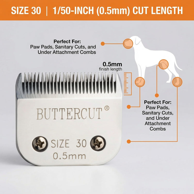 Geib Buttercut Stainless Steel Dog Clipper Blade, Size-30, 1/50-Inch Cut Length, Gray, White 30