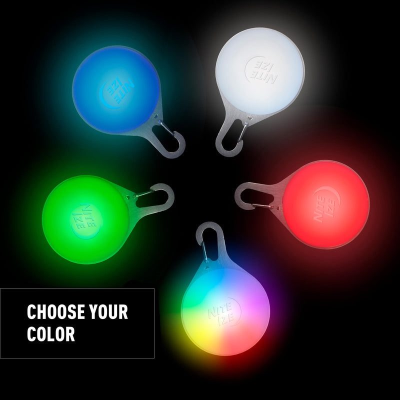 Nite Ize SpotLit Splash Waterproof Rechargeable Collar Light - Supports Visibility on Night Walks - Four Colors in Glow, Flash or Color-Changing Disc-O Mode - Waterproof & Submersible - Disc-O Tech