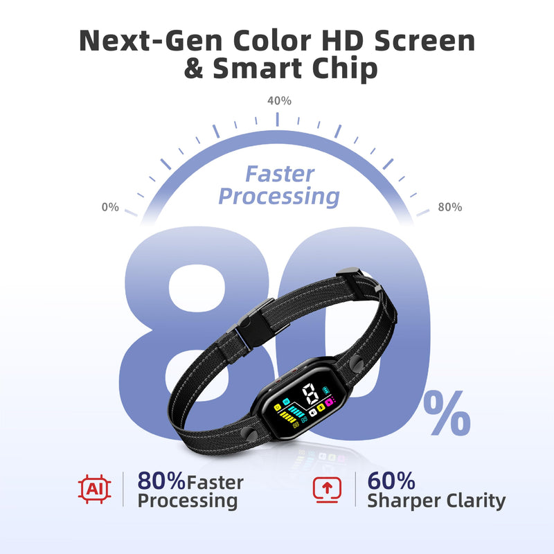 [2025 New Tech] Smart Bark Collar with Bark Tracking for Large Medium Small Dogs 8-130lbs, Rechargeable Anti Barking Training Collar with 9 Adjustable Sensitivity & 4 Shock Levels Gloss Black