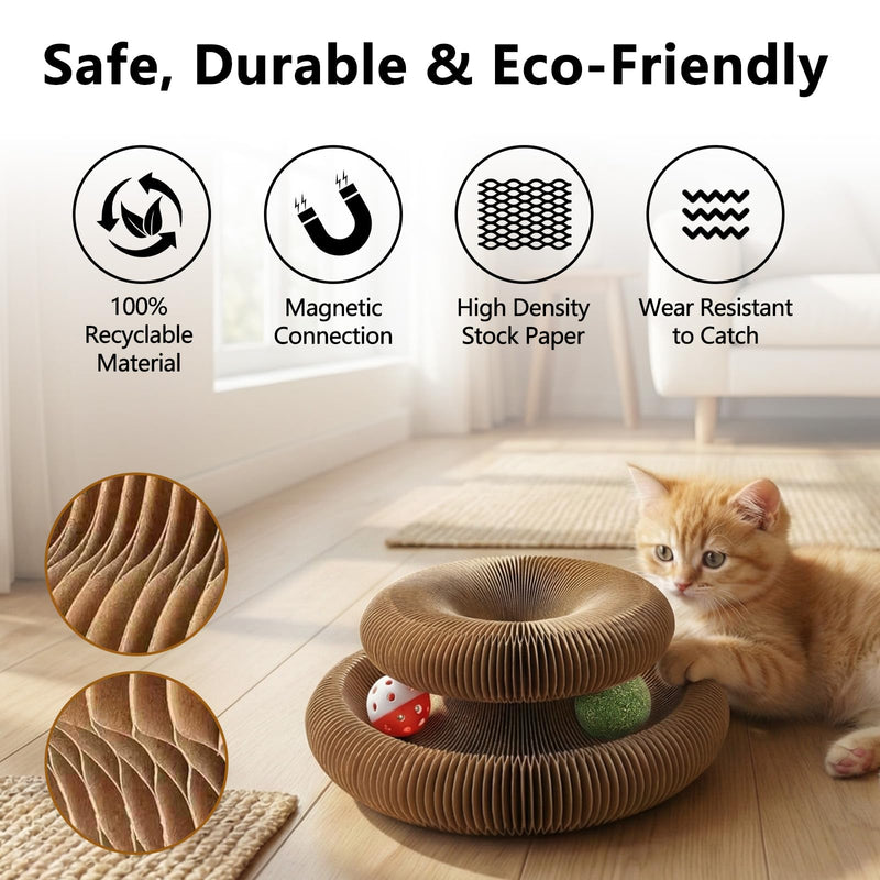 2-Pack Kitty Curls Cat Scratcher, Magic Organ Cat Toy with Catnip Ball for Indoor Cats – Foldable and Durable Honeycomb Design, Interactive Twisty Paws Cat Toy for Endless Play, Chase & Scratch 2 pcs - PawsPlanet Australia