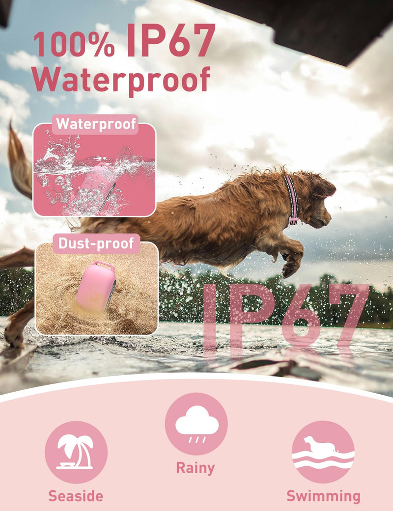 No Shock Dog Training Collar, Beep and Vibrating Dog Collar with Remote 2800Ft, Vibration Collar for Small Medium Large Dogs - No Prongs Pink - White