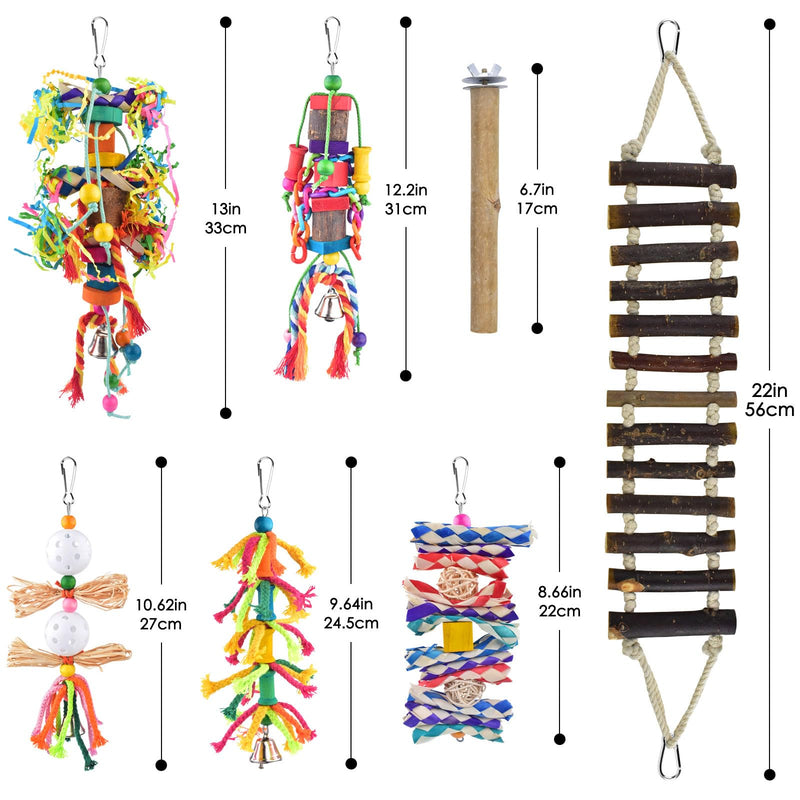 KATUMO Bird Toys, Parakeet Swing Parrot Ladder Cockatiel Perch Conure Hanging Bell Toys for Parakeet Conure Cockatiel Mynah Love Bird Small Birds Burlywood ladder set (7 IN 1) - PawsPlanet Australia