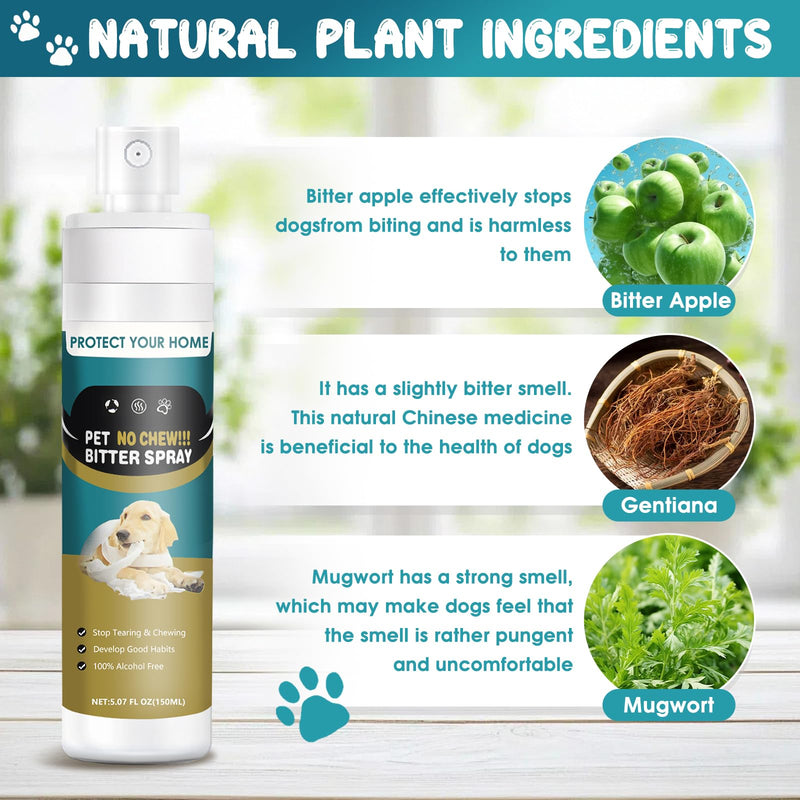 QHZ No Chew Spray for Dogs Bitter Apple Spray to Stop Chewing, Training Deterrent for Puppies & Adult Dogs, Protects Furniture, Shoes, Cords - PawsPlanet Australia