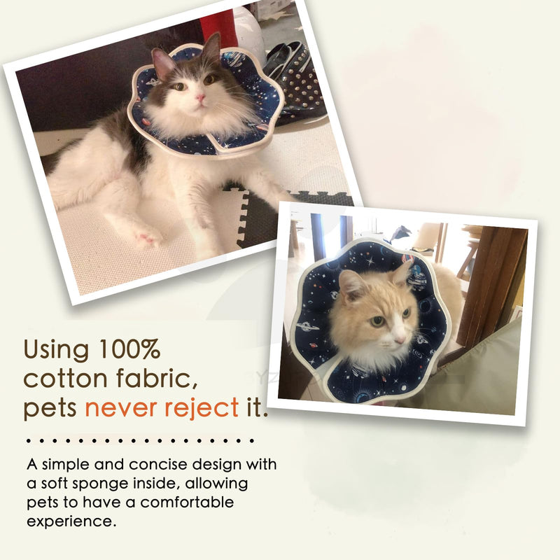 Soft Cat Recovery Collar,Adjustable Cat Cone,Cat Protective Cone Collar After Surgery,for Cats (Starry Sky, M) Starry Sky Medium - PawsPlanet Australia