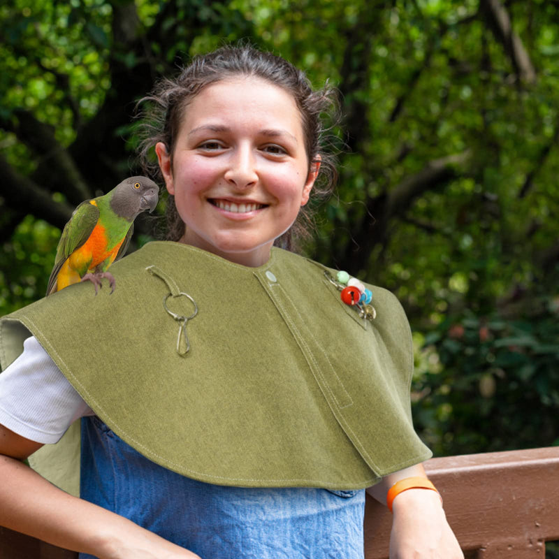 QBLEEV Parrot Anti-Scratch Shoulder Protector, Pet Bird Shoulder Poop Protector, Multi-Functional Pet Shoulder Pad Diaper Shawl for Small Medium Parakeets Cockatiels, Sun Conures, Finches(Green) Green - PawsPlanet Australia