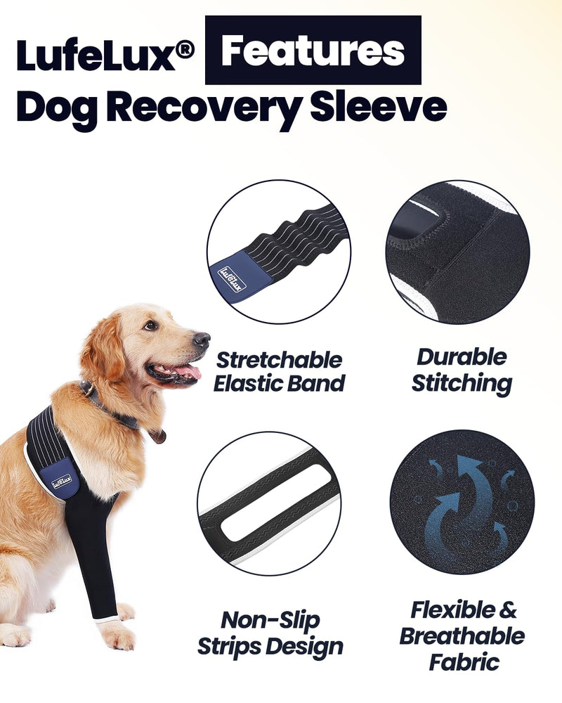 Dog Leg Sleeve, Medical Dog Cone Alternative, Shoulder Protect Sleeve for Dogs with Strechy Adjustable Elastic Band, for Hot Spots, Wounds, Bandages, Prevent Licking Elbow Brace Protector Large