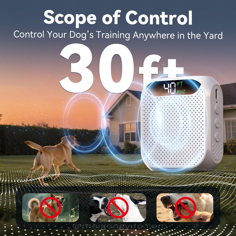 MALOK Dog Bark Deterrent Devices, 30ft Ultrasonic Anti Barking Device for Dogs, Rechargeable Bark Control Device with Adjustable Frequency & Range for Walking, Yard and Home Indoor & Outdoor Use White - PawsPlanet Australia